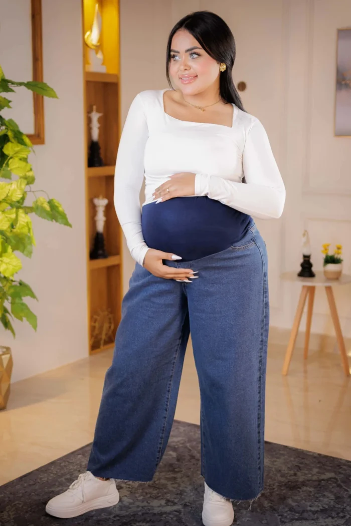 ⁦Maternity Wide-Leg Jeans⁩ - الصورة ⁦1⁩