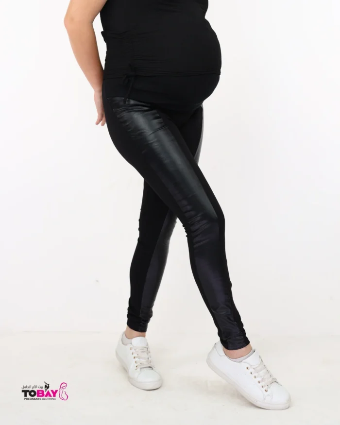 ⁦Maternity Leggings- leather touch⁩ - الصورة ⁦2⁩
