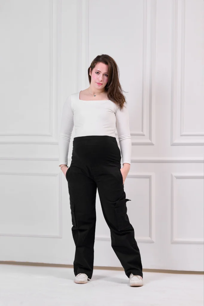 maternity cargo pants black