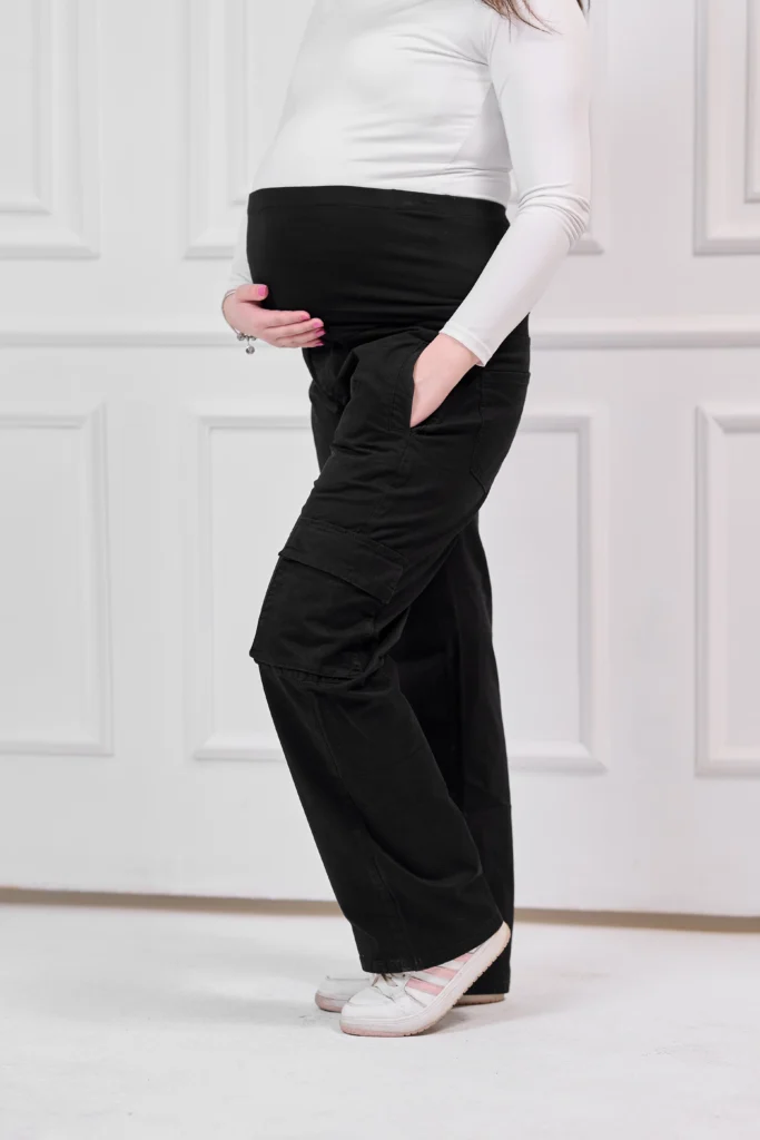 maternity cargo pants black