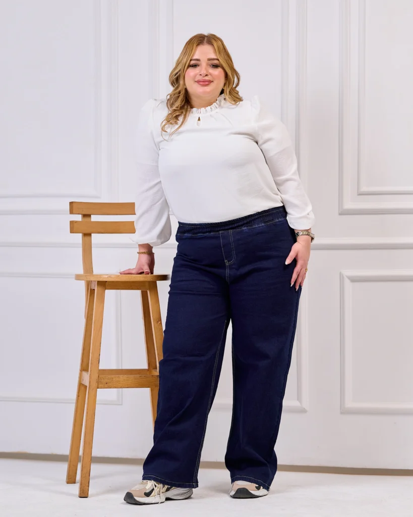 wide leg plus size jeans dark blue